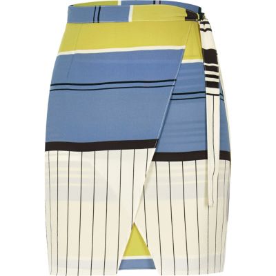 Blue stripe print skirt